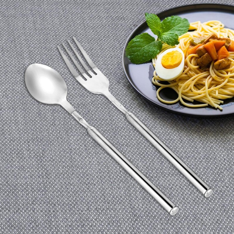 CVNRCLP 25.2" Extendable Stainless Steel Fork and Spoon Set -