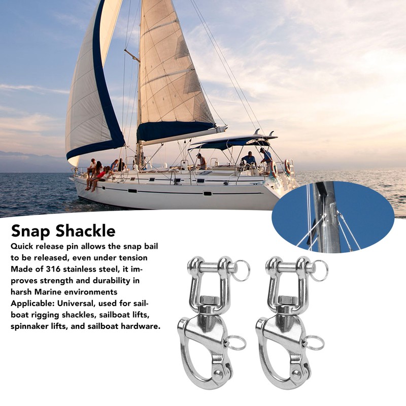 2PCS Snap Shackle 316 Stainless Steel Quick Release High Strength