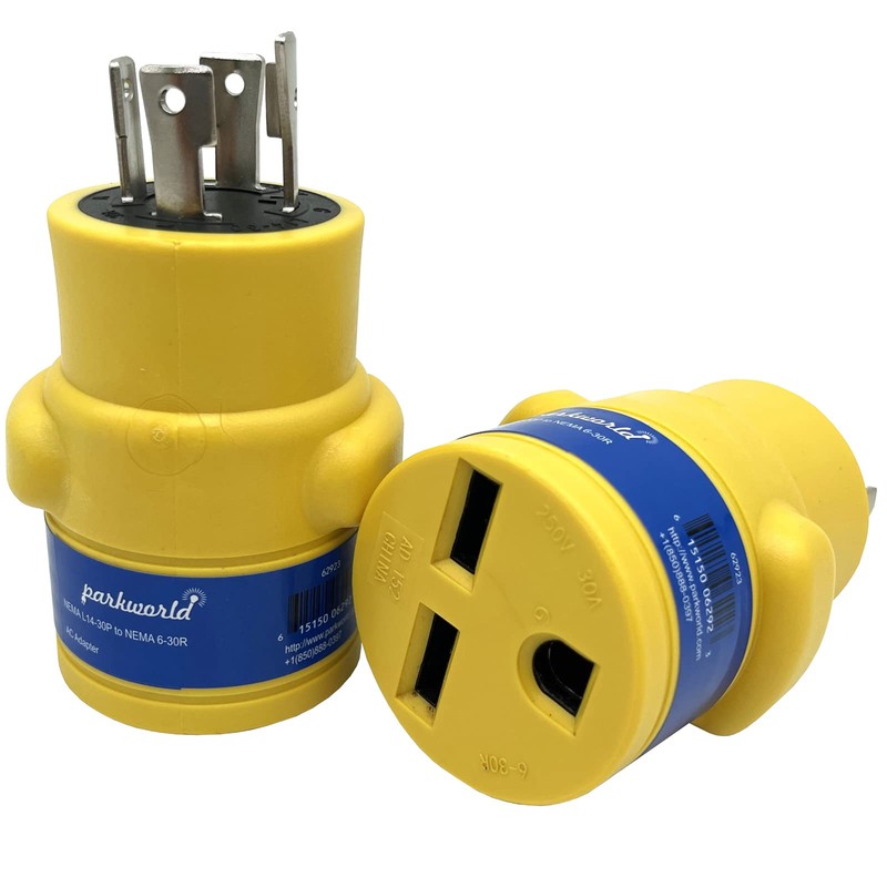 Parkworld 62923 NEMA L14-30P to 6-30R Adapter 4-Prong Generator 30A