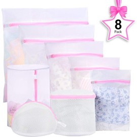 YL TRD 8-Pack Bolsas de Lavandería, bolsas de malla de lavandería para delicados, Bolsa de almacenamiento para viajes, Lavado De Ropa Bolsas, Blusa, Sujetador, Calcetería, Ropa interior, Calcetines Color Blanco, 11 Count, Pack Of 124, Para Delicados, Alma