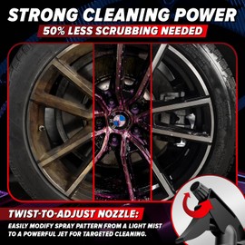 Carfidant Rim Reactor Wheel Cleaner Spray – Removes Brake Dust & Grime - Thick Gel, Dilutable - pH Neutral, Non-Acidic - Safe for Chrome, Black, Painted & Alloy Wheels - 16 fl oz