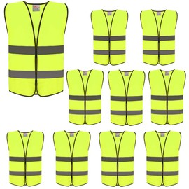 zojo High Visibility Kids Safety Vests,Reflective Vest for cycling, skateboarding, or walking back to school -Fits for Boy and Girl 3-7 (10 PACK, Kids-S-Neon Yellow)