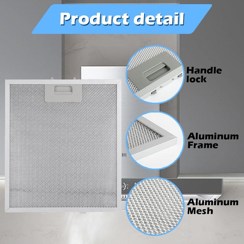 2-Pack Cooker Hood Filter Set – Universal 5-Layer Aluminum Extractor
