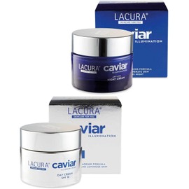 LACURA Caviar Anti-Ageing Skincare Set – 50ml Day Cream + 50ml Night Cream, Firming & Hydrating Face Moisturizer (Pack of 2 Day & Night cream)