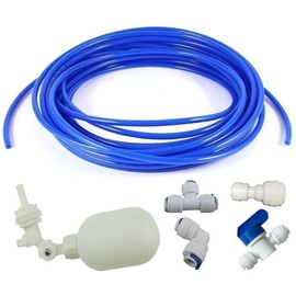 1/4 inch Tube Float Valve Kit for RO Water Reverse Osmosis System water filter Push in to Connect Pipe Hose Tube Fittings CCK tube（ball valve +L+15 feet pipe） (blue)