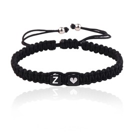 Initial A-Z Armband mit Buchstaben und Herz, Partnerarmband Geflochtenes Band verstellbarer Kette Seilarmband, Paar Geschenk für Frauen und Männer (Z)