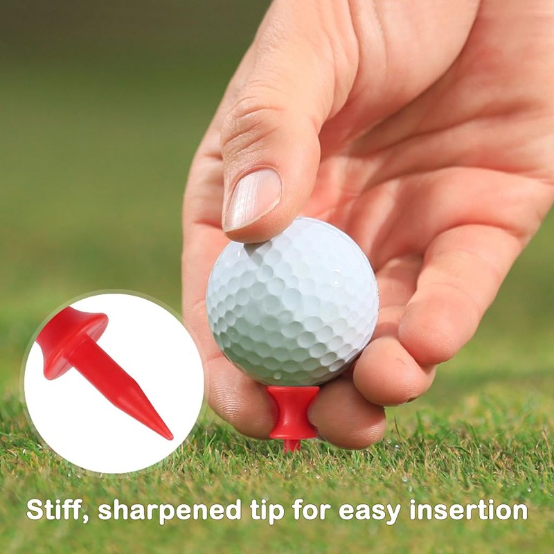 YUFETY 100 Pcs Golf Tees Plastic 32mm Red Castle Golf