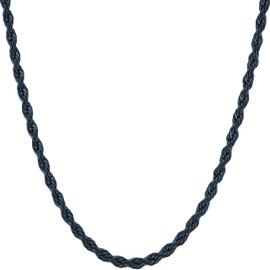 LIFETIME JEWELRY 3mm Rope Chain for Men & Women Diamond Cut Necklaces for Women & Men Necklace 14 to 36 Inch Black | Gunmetal | Stainless Steel (30 inches, Black)