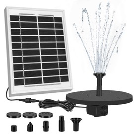 ECO-WORTHY 5W Small Solar Water Fountain Pump, 5W solar panel Outdoor Submersible Water Fountain Pump with 10FT Cables and 8 Nozzles,suit for Bird Bath,small pond