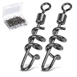 AMYSPORTS Fishing swivels Corkscrew snap swivels Fishing Tackle swivels Saltwater Freshwater Leader Lure jigs line Connector 50pcs 42lbs