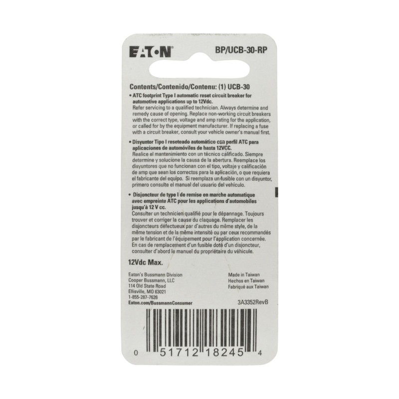 Bussmann (BP/UCB-30-RP) 30 Amp Type-I Universal Circuit Breaker