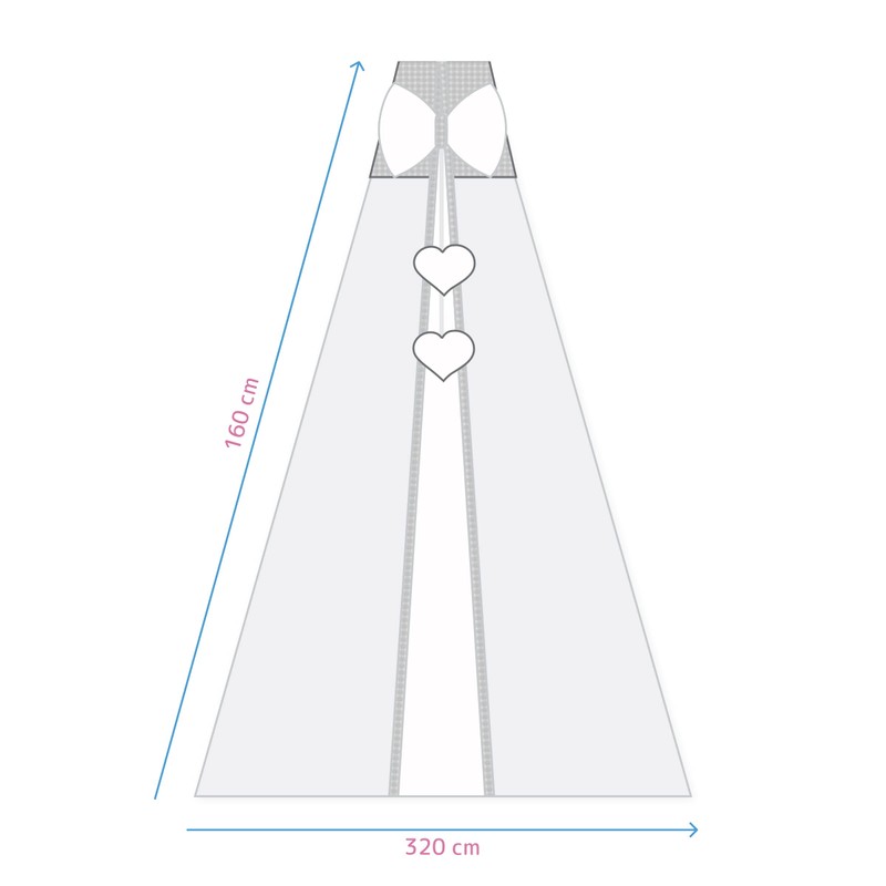 Mosquito Netting Canopy Drape Only Fits Crib, Moses Basket (Hearts