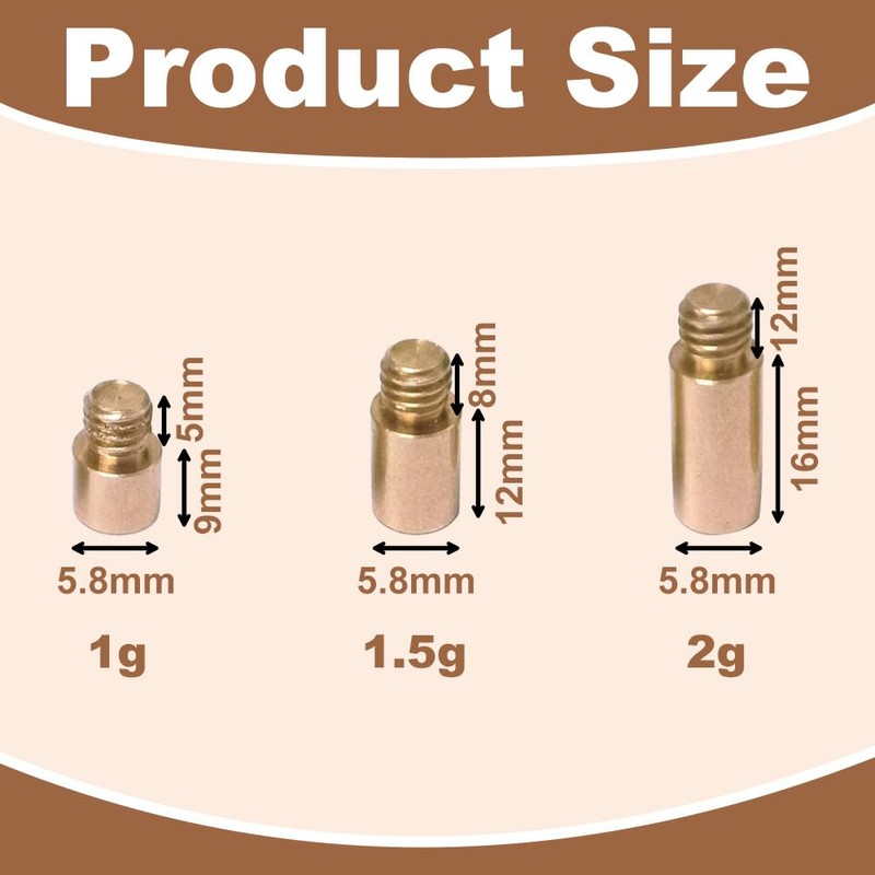 Wangzzniu 15 Pcs Dart Weights Brass Dart Stem Weight 3