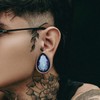 PUNKYOUTH Surgical Steel Teardrop Zircon Double Flared Ear Tunnels and