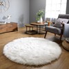 Latepis White Round Rugs 6ft Faux Fur Sheepskin Circle Rug