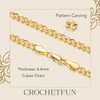 CROCHETFUN 14K Gold Chain for Women 4.4mm Cuban Link Chain