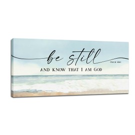 Large Christian Wall Art Be Still and Know That I Am God Pictures Wall Decor Bible Verse Psalm Canvas Painting Print Modern Home Decor Artworks Framed for Living Room Bathroom Master Bedroom 60"x30"