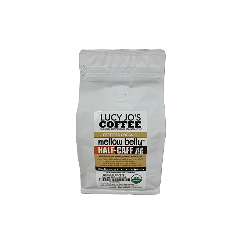 Lucy Jo's Coffee, Organic Mellow Belly Half-Caff Low Acid Blend,