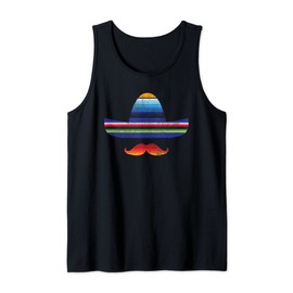 Cinco De Mayo Serape Blanket Inspired Sombrero Mustache Tank Top
