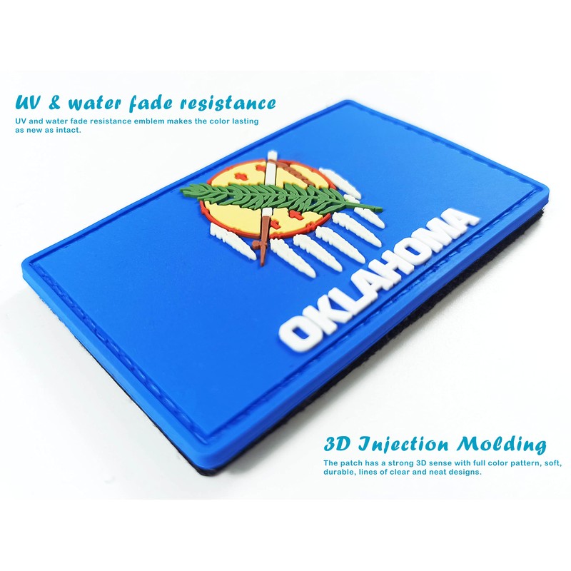 JBCD Oklahoma Flag Patch Tactical PVC Rubber Hook and Loop