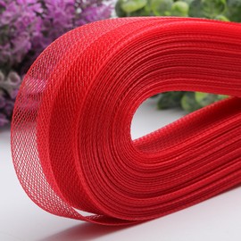 50 Yards Stiff Horsehair Braid 1 Inch Wide Horsehair Braid Roll for Wedding Dress Dance Formal Dress Accessories Skirt Boning Sewing Shaping (Red, 1Inch)