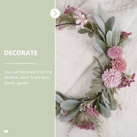 SOIMISS Door Wreath Front Door Wreath Summer Wreath Handmade Pink Wreath Flower Garland Leaf Wreath