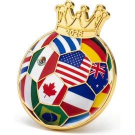 2026 International Football Commemorative Enamel Pin with Clear Display Case – Premium Crowned Ball Lapel Pin, Collectible Sports Souvenir Gift for Hats, Bags & Lanyards