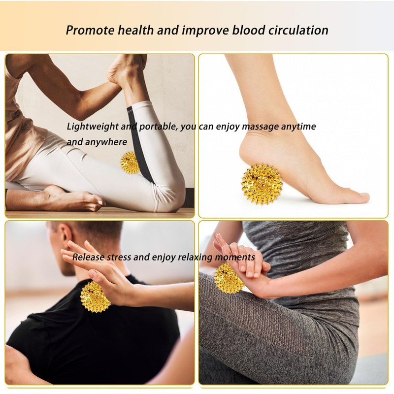 6 Stück Massagebälle,Gold Spiked Massage Ball Hart Magnetische Akupressurkugeln Massagebälle