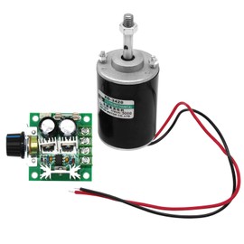 12V 30W Permanent Magnet DC Motor, 3000RPM High Speed CW/CCW Electric Gear Motor for DIY Generator and 12V-40V 10A PWM DC Motor Speed Controller Fan Controller with Knob-High Efficiency