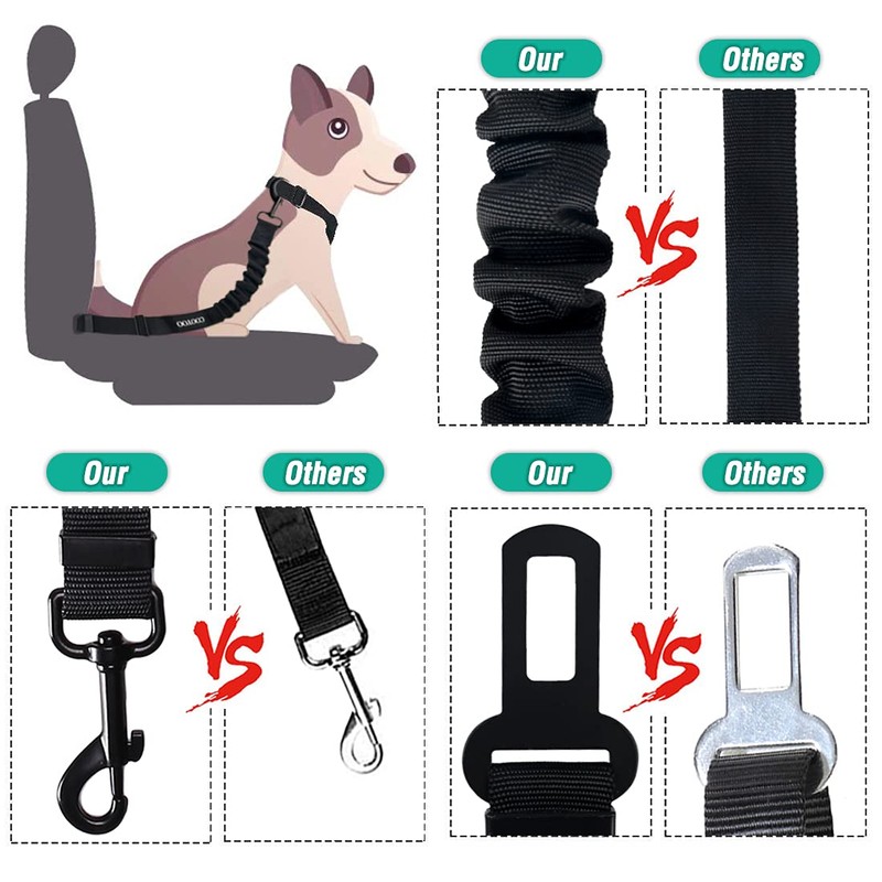 COOYOO Dog Seat Belt,3 Piece Set Retractable Dog Car Harness