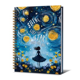 Zpvuklkl Star Notebooks for Women- Cute Journal For Women Men Friends Gifts On Birthday Christmas Mother's Day, Shine Like The Star That You Are Gold Spiral Bound Hardcover(Blue),5.8"x8.3"