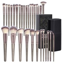 Maange Pcs Brochas Maquillaje Profesionales Estuche Base Facial Sintética Polvo Rubor Sombra Ojos Mezcla Pata Viaje Champaña