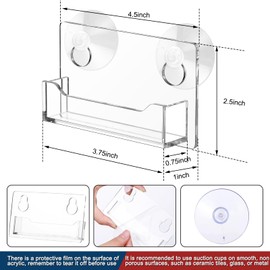 Briwooody 2 Pcs Acrylic Window Mount Business Card Holder with Suction Cups Acrylic Single Pocket Organizer Acrylic Card Holder Clear Acrylic Display Holder for Office(Elegant)