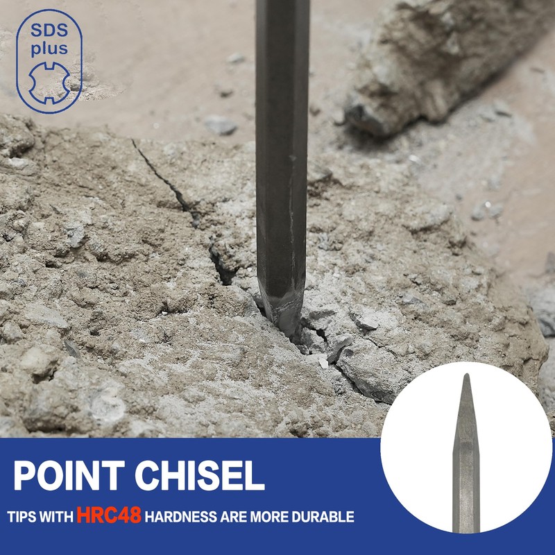 GMTOOLS 17PCS Rotary Hammer Drill Bits and Chisel Set, SDS