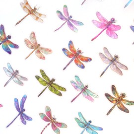 Ychsring Sparkly Dragonfly Stickers - 30 Pcs Clear PET Glitter Holographic Insect Stickers for Scrapbook, Journal, Junk Journal, Collage - Waterproof Transparent for Resin, Craft & Scrapbook Supplies