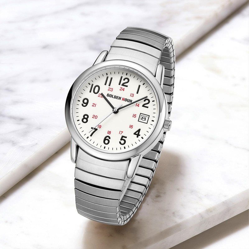 GOLDEN HOUR Watches for Men, Water Resistant Casual Watch, Easy