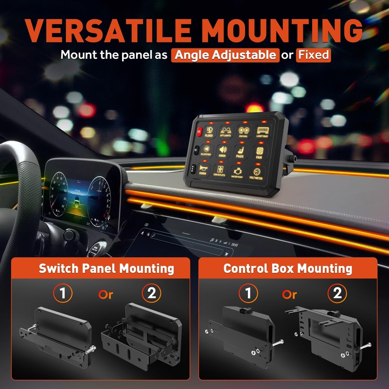 RGB 12 Gang Switch Panel, Momentary ON-Off Touch Switch Box