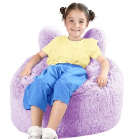 Aodenge Cute Bean Bag Chair for Teens & Kids with Plush Faux Fur Cover, Memory Foam Bean Bag for Teens/Kids with Cute Rabbit-Ears Design, Lazy Sofa for Living Room/Bedroom/Dorm