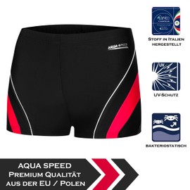 Aqua Speed® Men's Swimming Trunks S-XXXL Modern UV Protection Chlorine Resistant Drawstring, black, xxxl