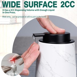Bosilunlife Hand Soap Dispenser - Marble Lotion Dispenser 12Oz Ceramic Soap Dispenser Bathroom Refillable Liquid Pump Dispenser for Bathroom Kitchen Dispenser for Dish Soap with Easy-to-Press Pump