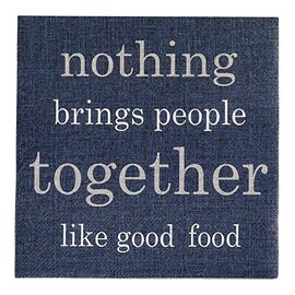 Restaurantware Navy Paper Luncheon Napkin - Good Food - 13" x 13" - 20 Count Box, Blue