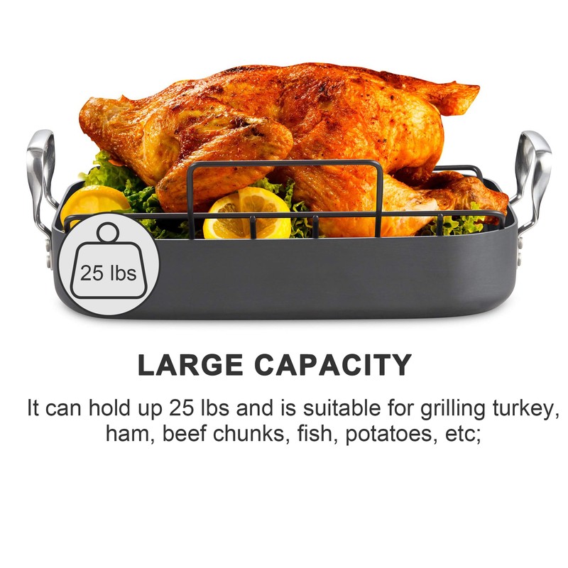 Cooks Standard Turkey Roasting Pan with Rack, Hard Anodized Nonstick