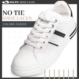SULPO Shoelaces without Tying - 2 Pairs Shoelaces Quick Release - Elastic Shoelaces, 100 cm Long, Flat Rubber Shoelaces, No Tie Trainers Shoelaces, White