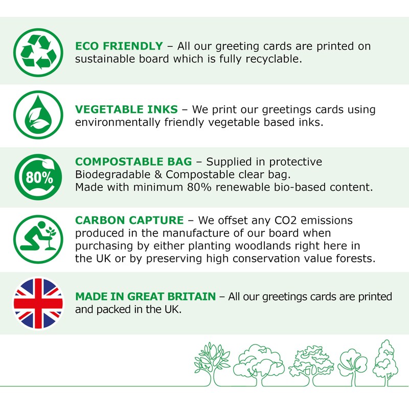 Birthday Card. Pots of Love Design. Card with Kraft Envelope.