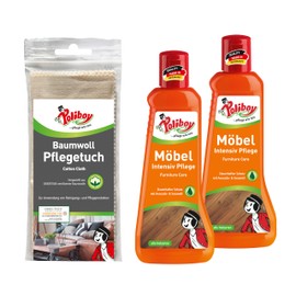Poliboy ... pflegt wie neu POLIBOY Möbel Intensiv Pflege - Pflegemittel für lackiertes Holz - Schützende und auffrischende Holzpflege - Farbneutral - 2x 200 ml - Mit Baumwolltuch - Made in Germany