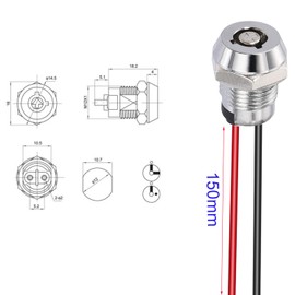 VISSQH Pack of 2 12 V Round Key Starter Switch, 12 mm Pre-Wired, 2 Positions Metal Locking Key Switch for Ignition Control Switch