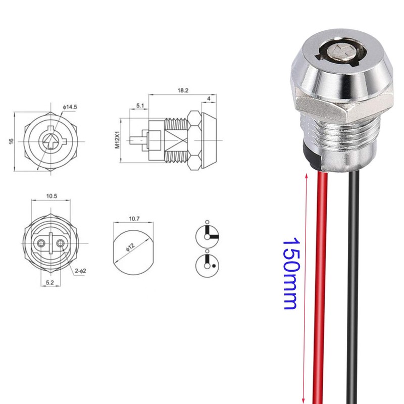 VISSQH Pack of 2 12 V Round Key Starter Switch,