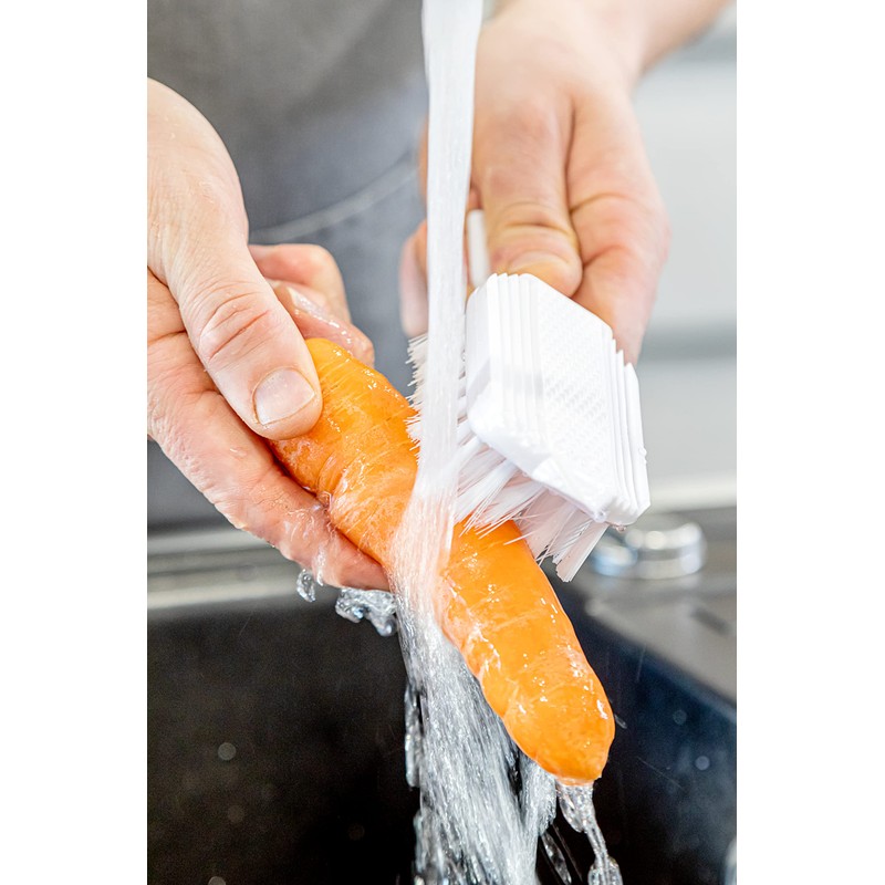 KitchenCraft Vegetable Brush, Plastic Vegetable Scrubber, Durable Bristles and Hook,