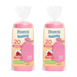 Basuritas | 40 Bolsas De Basura Con Aroma Tropical Basuritas, 61x76 cm, Pack 2x20