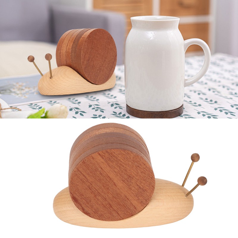 Snail Coaster Set with Magnet Cute Exquisite Eco Friendly Wood